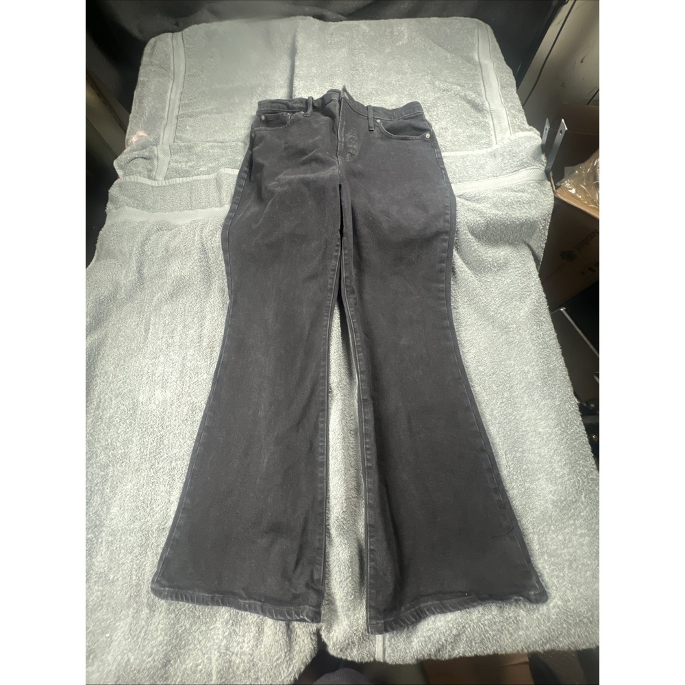 Madewell Jeans Size 32 Perfect Vintage Flare Black Denim Stretch High Rise 36x34